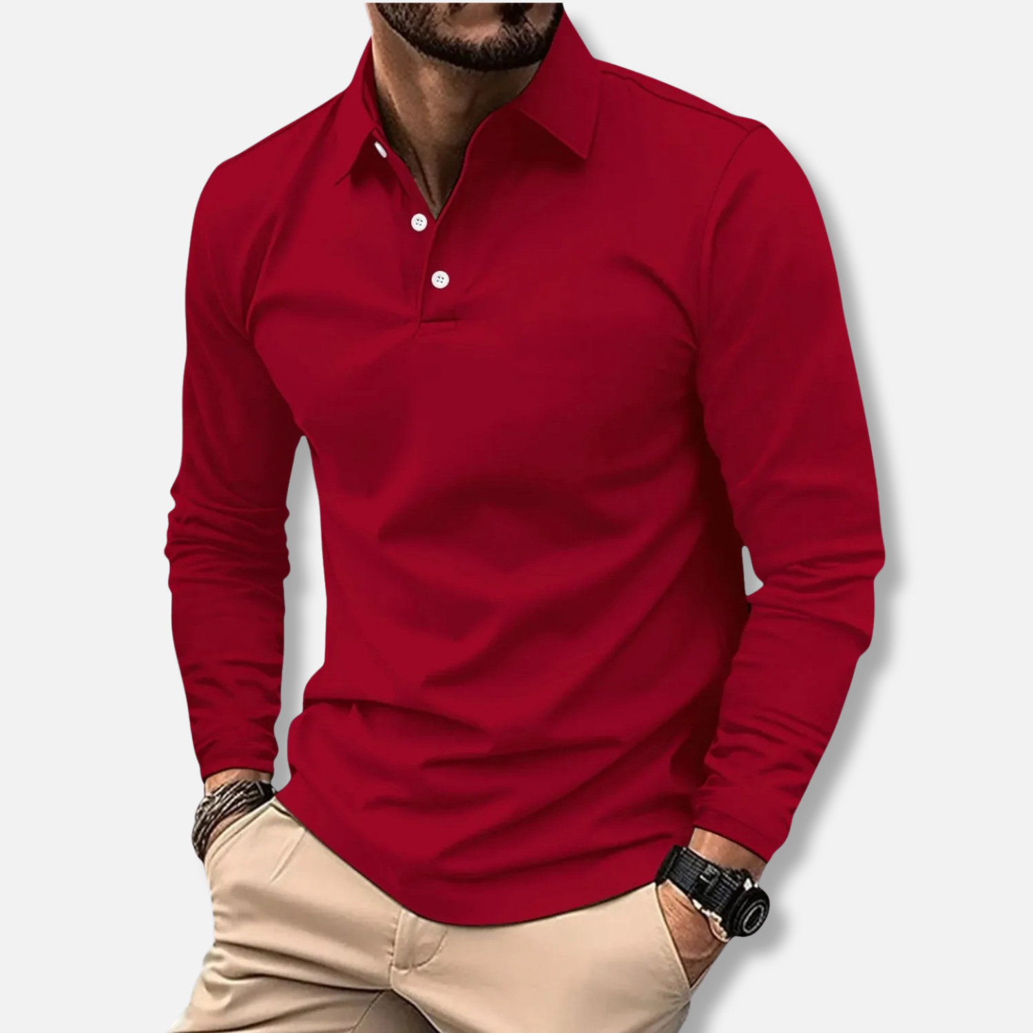 Elston | Men's Long Sleeve Polo Shirt – Slim Fit